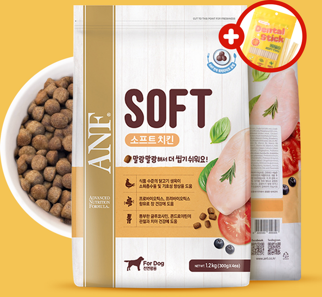 ANF SOFT 소프트 치킨 강아지 말랑한 반습식 반건조 노령견 사료, 1개, 5.4kg, 닭