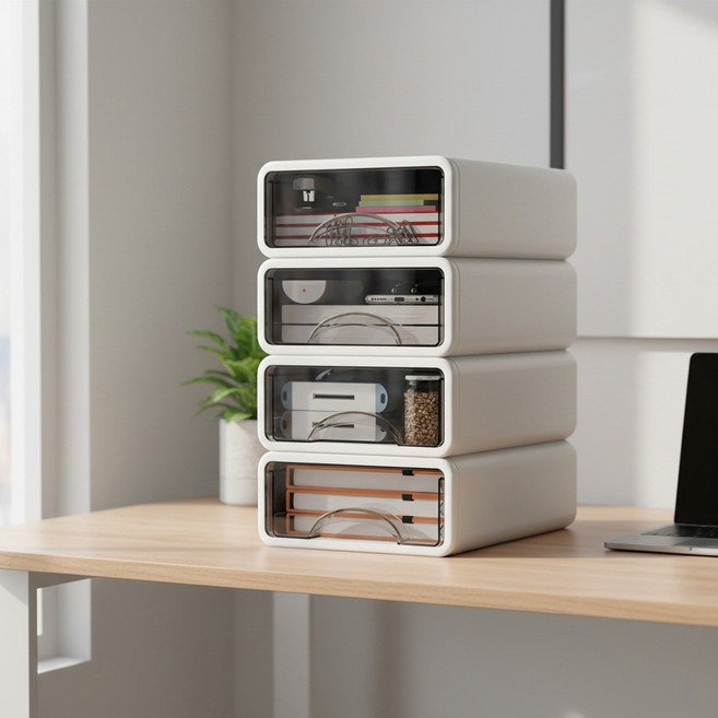 책상 정리함 문구 화장품 서랍식 다용도 수납함, 1개, 스몰4개