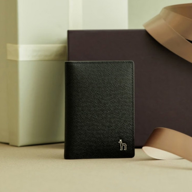 [AK분당점] [헤지스ACC] [BASIC]블랙 솔리드 소가죽 카드지갑 HJHO5E615BK