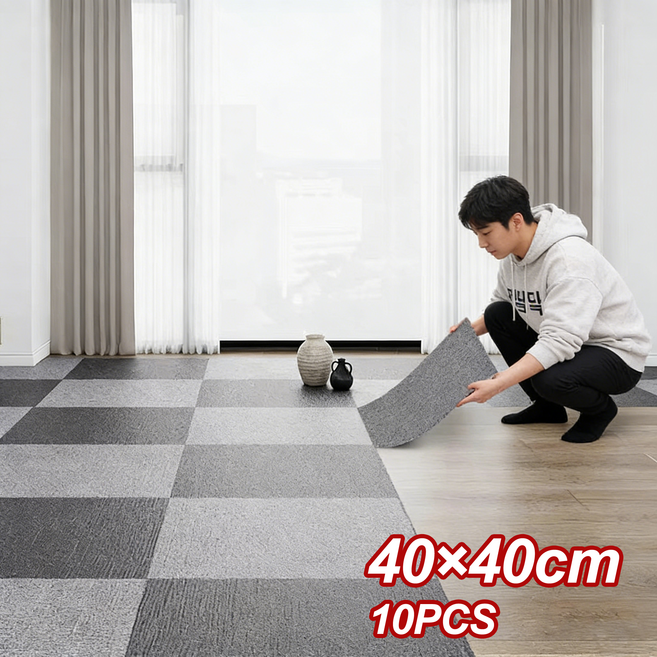 Tixpra 재활용 흡착 바닥타일 카페트 접착식 미끄럼방지 바닥조각매트 애견 바닥매트 10P/20P