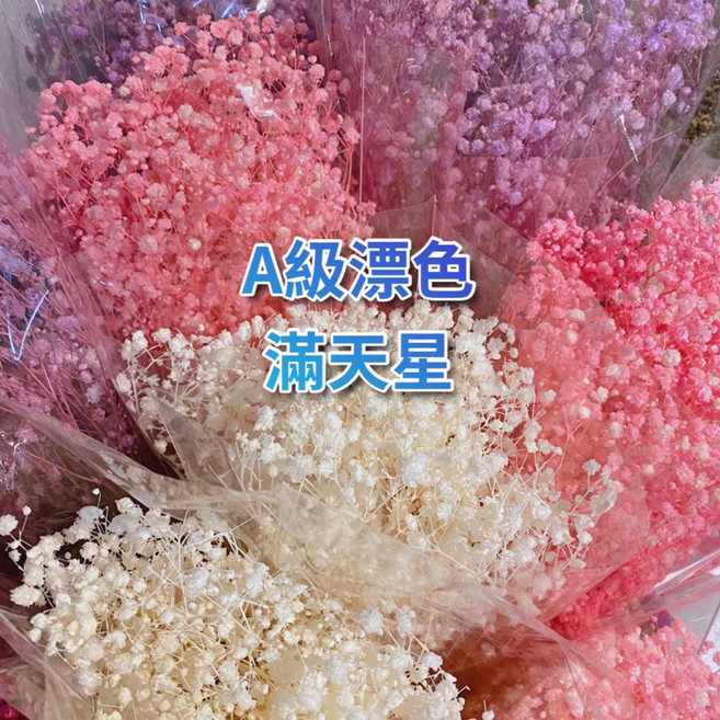A級漂色滿天星 永生乾燥花束 多色可選 婚禮佈置 生日禮物 拍照道具, 漂色/白
