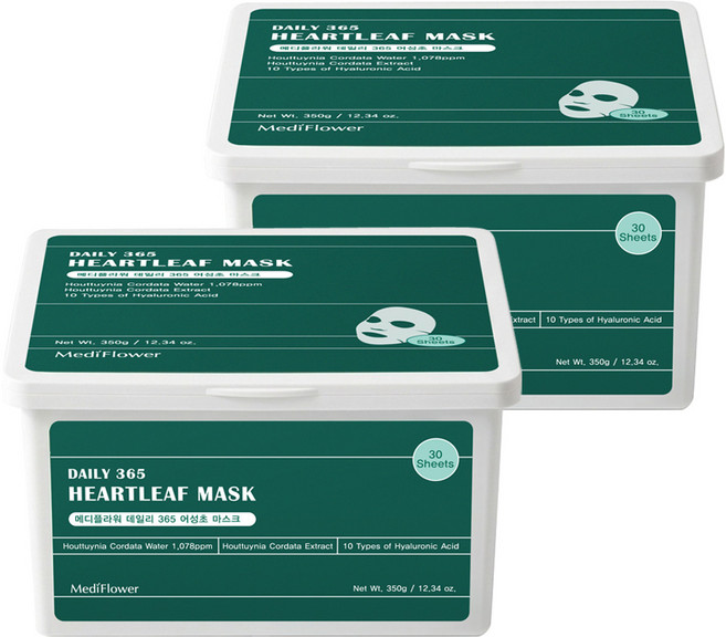 메디플라워 데일리 365 어성초 마스크 350g, 30개입, 2개