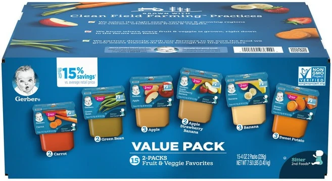 거버 과일 & 야채 이유식 2단계 퓨레 벨류팩 30개입, 30개, 113.398g - 쿠팡