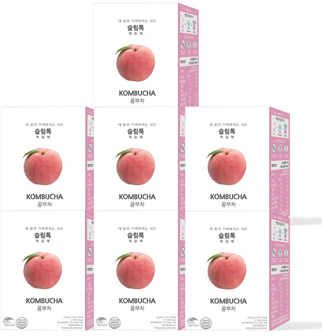 퓨어리턴 슬림톡 콤부차 복숭아 15포 7박스 유산균 사과초모식초, 5g, 15개입, 7개