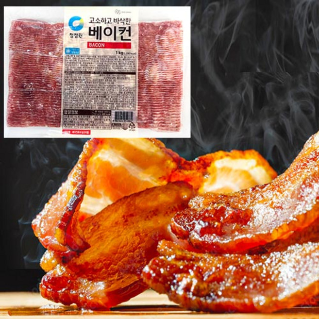 청정원 베이컨 1kg / 슬라이스 베이컨야채말이 토스트 간식 안주/아이스팩 박스포함, 1개