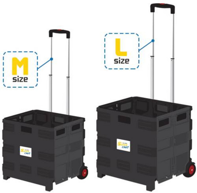 엘에스리빙 다용도 폴딩 사각 쇼핑 시장 장바구니 접이식 핸드카트+덮개, L+덮개, 1개