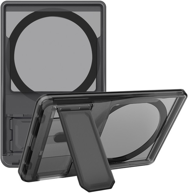 더조은셀러 하프 오픈 맥세이프 카드2장 수납 스탠드 카드지갑, 1개, 퓨어블랙