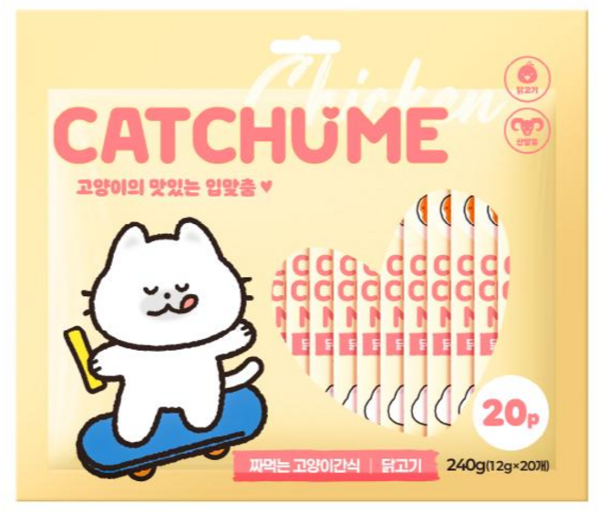 캣츄미 고양이의 맛있는 입맞춤 참치 20p 짜먹는고양이간식, 캣츄미 닭고기, 12g, 20개