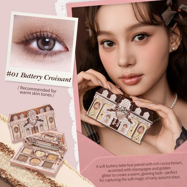 아이섀도우 플라워 노즈 더 스위티 베어 컬렉션 6색 메이크업 팔레트, [03] 01 Buttery Croissant
