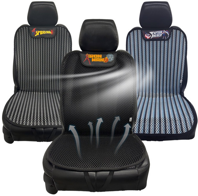 마블 캐릭터 뉴쿨썸 3D 통풍 시트커버, 본품, 1개, 아이언맨