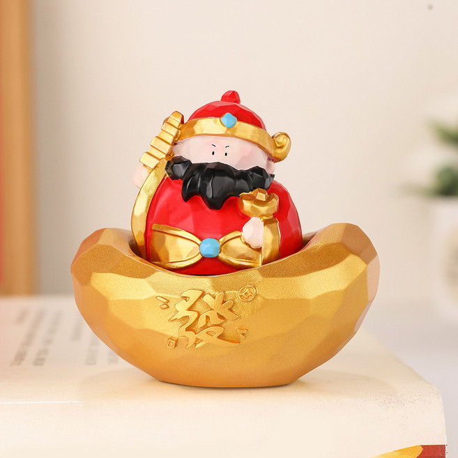 五路財神轉轉擺件 招財桌面飾品 360度旋轉, E款趙公明, 1個