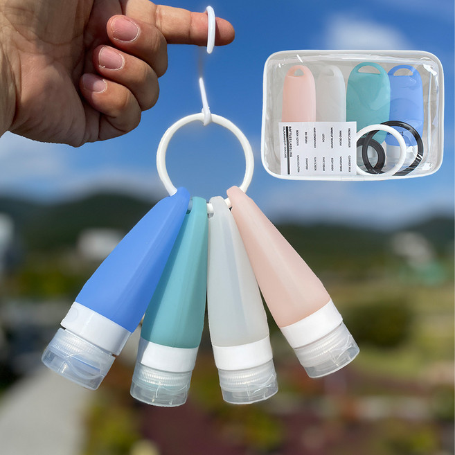 아마트 안전한 식품등급 고급 실리콘 고리공병, 아마트 고리공병, 60ml 4개 세트, 1개