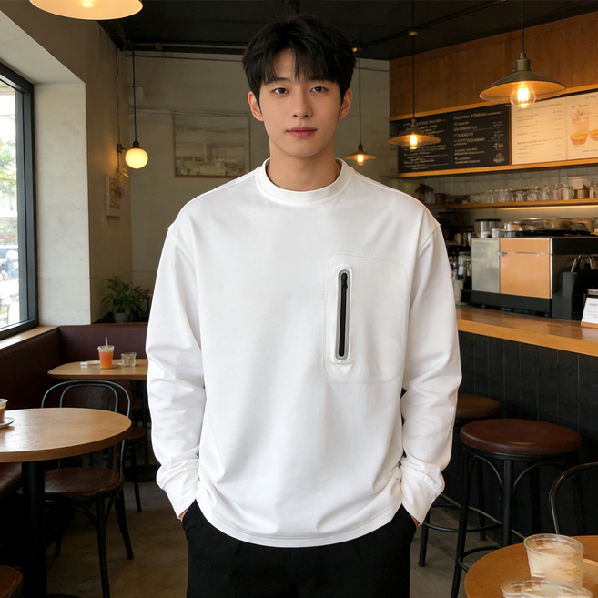 스타일닥터 베이직 남성 맨투맨 무지 라운드 긴팔티