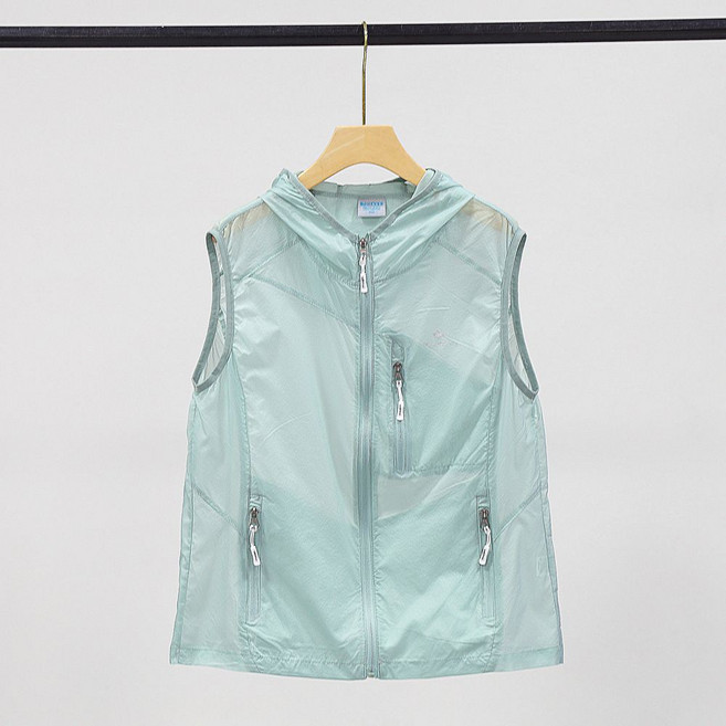 지고다그 여성 여름 아웃도어 집업 후드 베스트 민소매 등산 바람막이 조끼 LJM1165