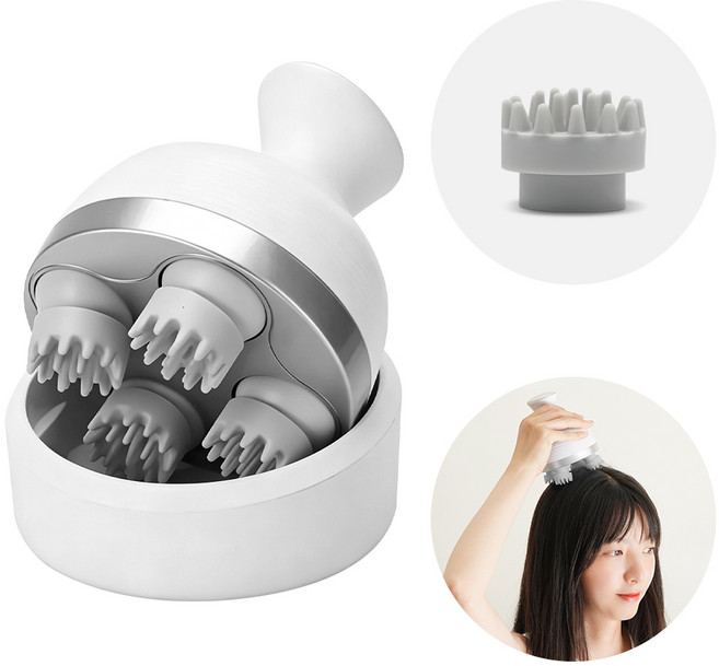 AURRA 전동 두피마사지기 무선 자동 머리 맛사지기 두피 충전식 마사지기 미용실 두피 전동마사지기 건습 양용 헤어 케어, 흰색, 1