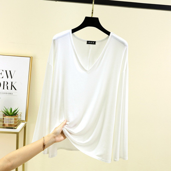 여성 빅사이즈 모달 브이넥 긴팔 티셔츠 8color KX-2423