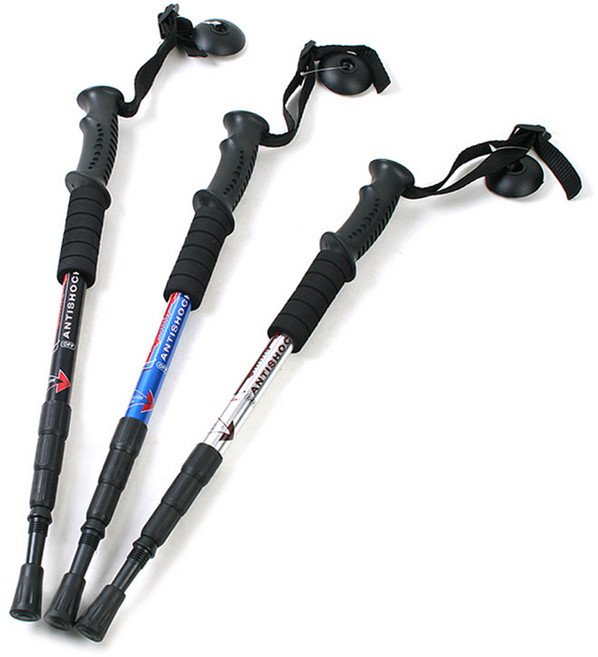 4단 등산스틱 일자형 지팡이, 블루, 1개