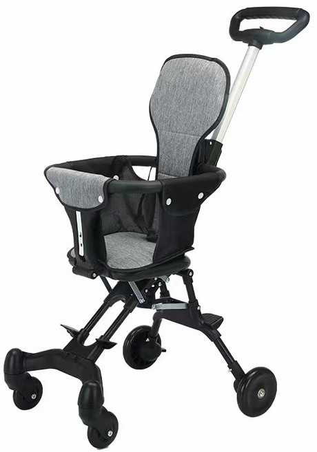 廠家直銷嬰兒手推車一鍵收車輕便可摺疊遛娃車高景觀寶寶遛娃神器, 黑色+座墊:如圖所示