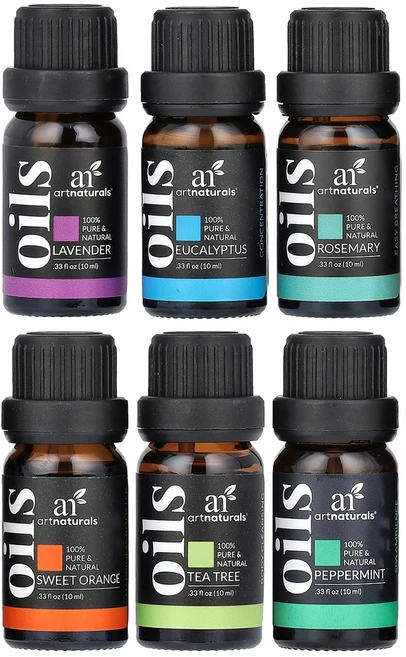 artnaturals 6가지 에센셜 오일 세트 6개 개당 10ml(0.33fl oz) artnaturals (아트내추럴스) - 쿠팡