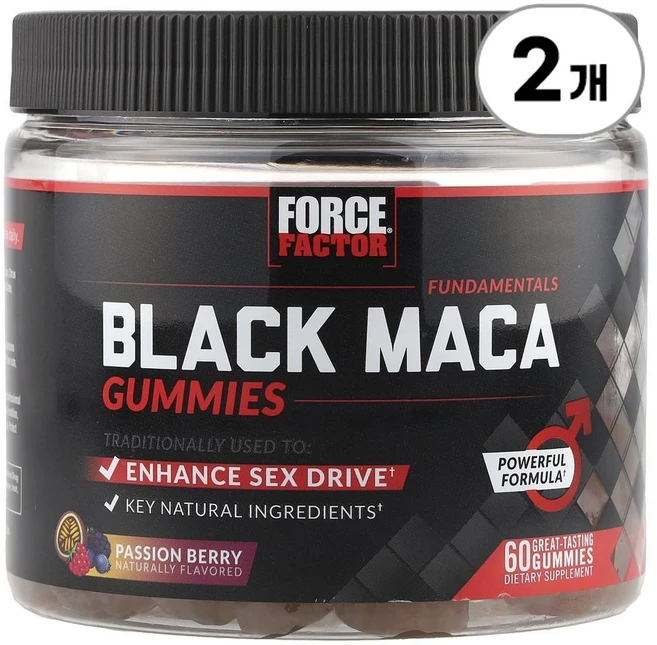 포스 팩터 펀더멘탈 블랙 마카 구미 패션 베리 Force Factor Fundamentals Black Maca Gummies Passion Berry 60정, 2개 - 쿠팡
