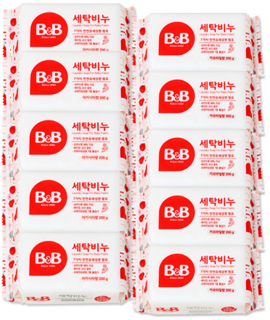 비앤비 세탁비누 아카시아 x+카모마일 유아 아기 빨래, 200g