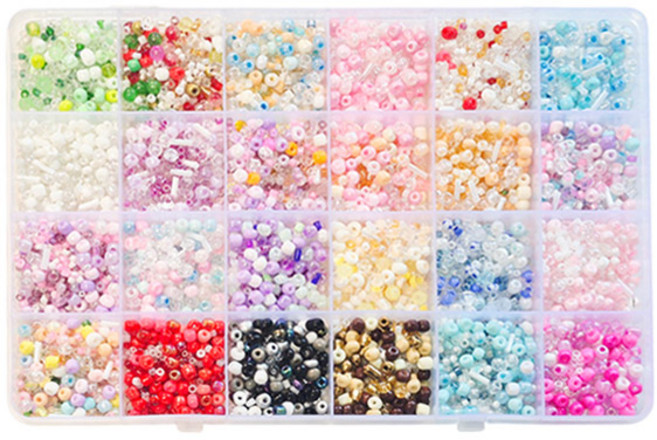 24칸 시드비즈 세트 사이즈 믹스 비즈공예 diy 팔찌만들기 재료, 1개, #27 - 24칸 시드비즈믹스