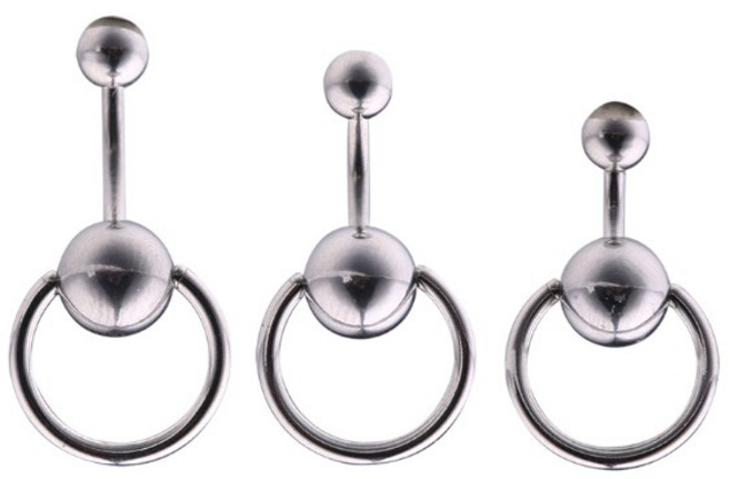 圓環肚臍環 醫用不鏽鋼 粗針設計, 1個, 現貨-長度6mm