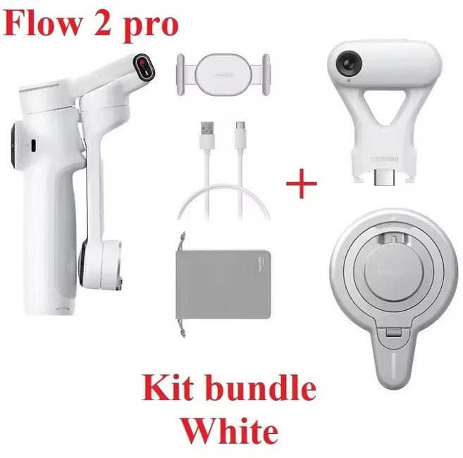Insta360 Flow 2 Pro AI 기반 스마트폰 자동 추적 휴대폰 짐벌 Android Iphone용 3축 안정화, 07 White Kit bundle
