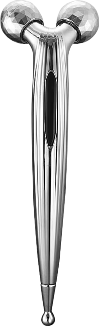 3D滾輪按摩儀 V臉提拉美容儀器 臉部全身按摩器 鉑金電鍍 Y型設計, 1個, 3D瘦臉小圓珠款, 銀色