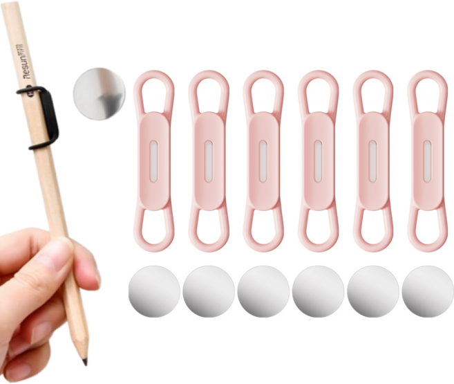 휴무드 실리콘 자석 펜 홀더 냉장고 현관문, 6개, 핑크