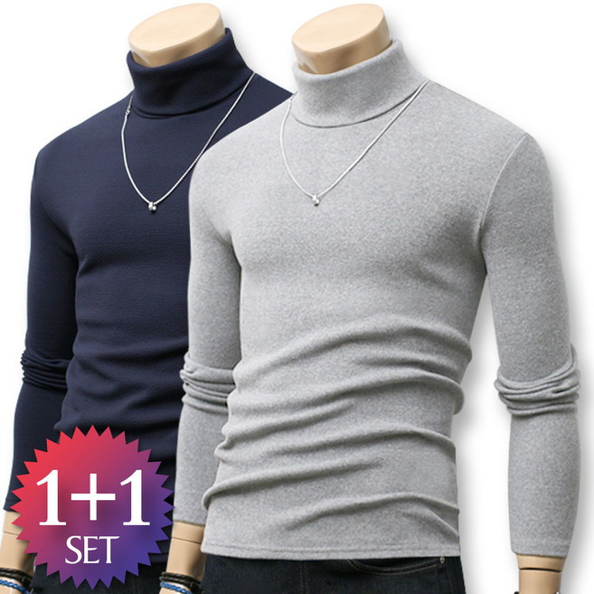 블루포스 루렌 1+1세트 남자 폴라티 목티 남성 목폴라티 빅사이즈 가을 겨울 긴팔 티셔츠 [국내생산]