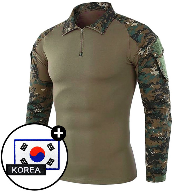 택티컬 전술 컴뱃셔츠 긴팔 - 컴뱃티셔츠 아웃도어 군인 간부 강철부대 등산