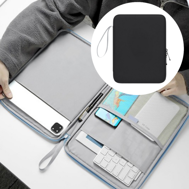 굿디아 푹신푹신한 쿠션감 아이패드 파우치, 1개, 블랙