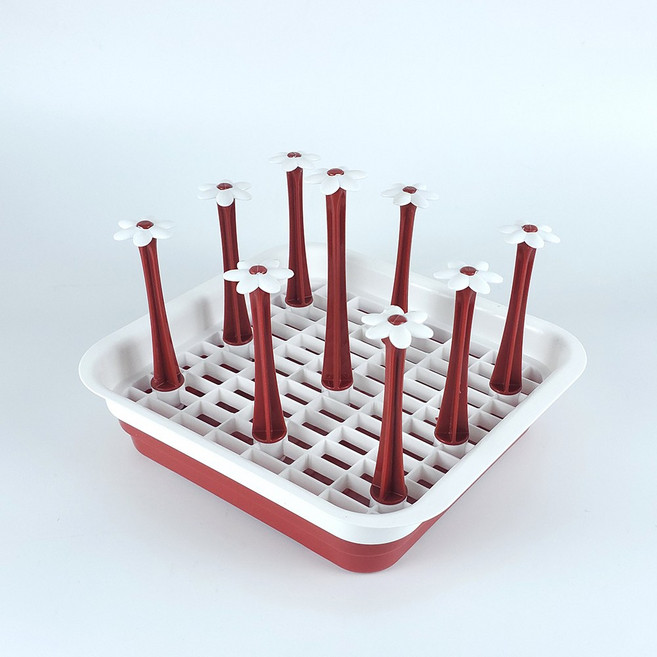 주방 미니 컵 식기 건조대 1단, 1개, 레드M