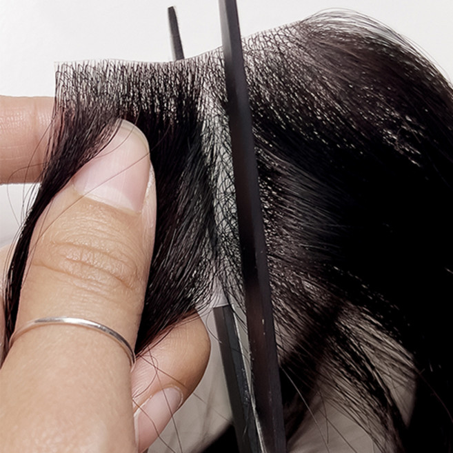 블랙큐어 잘라쓰는 헤어라인 및 부분 탈모 커버 붙이는 가발 인모, 세로 4cm 가로4cm, 1개