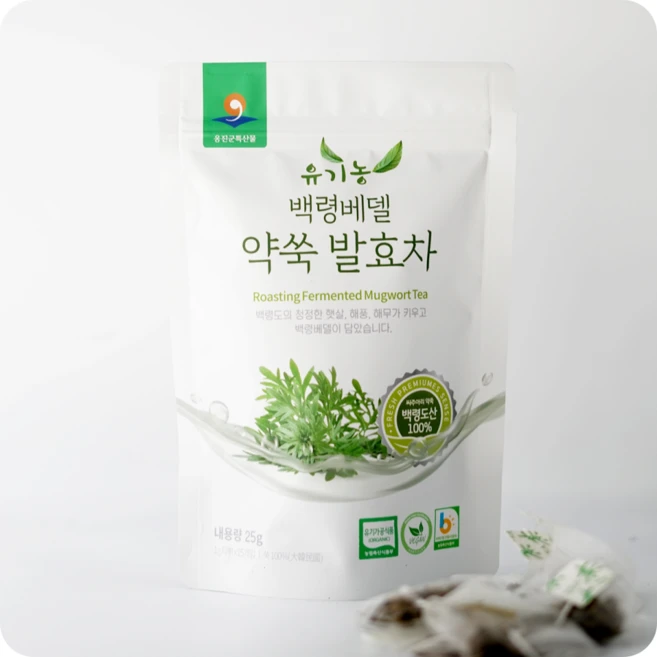 [백령베델] 백령도 유기농약쑥 발효차 티백 25개입, 1개, 1g - 쿠팡