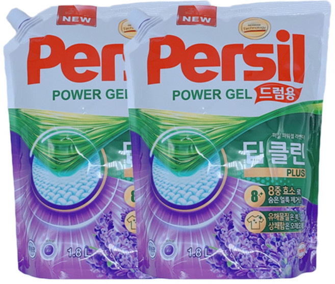 퍼실 딥클린 플러스 라벤더향 드럼용 액상세제 리필, 2개, 1.8L