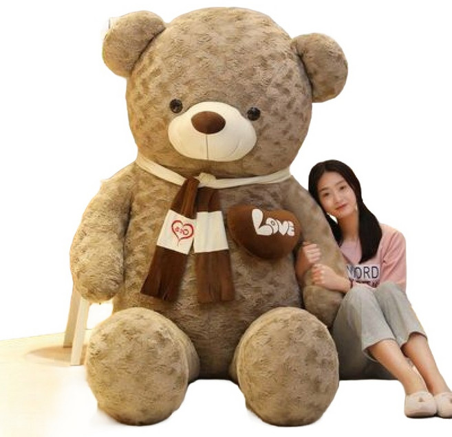 超大泰迪熊毛絨玩偶 女生生日禮物, 深棕玫瑰絨心動熊, 1個, 1cm