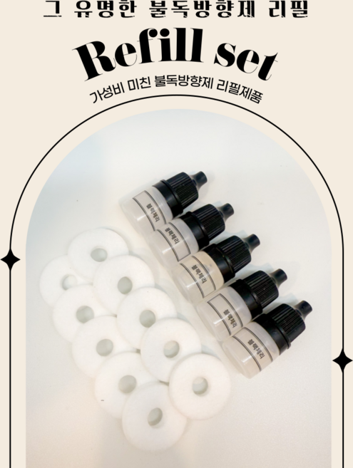 [발향체10개+3.5ml오일 5개 set상품] 5회 사용분량 송풍구형 불독방향제 리필, 오스만투스, 1세트