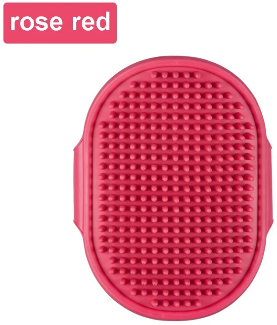 부드러운 고무 개 고양이 브러쉬 실리콘 애완 동물 목욕 털 제거 빗 마사지 손질 세척 청소 용품, 02 Rose red, 1개