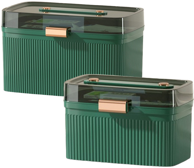 라베니처 가정용 구급 2단 의약품 정리함 대형, 딥그린, 1개