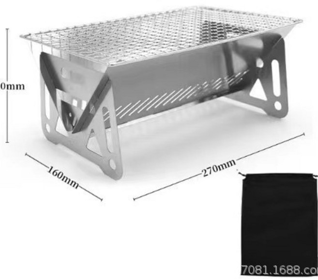 戶外折疊燒烤爐 不銹鋼便攜卡式柴火爐 迷你燒烤架 家用淄博爐, 1個, 燒烤爐（中號）送收納袋