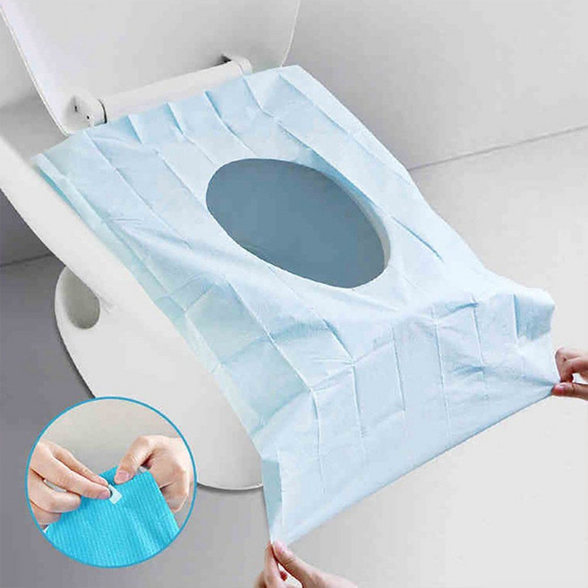 개별포장 접착식 일회용 변기시트 휴대용 변기 커버 화장실, 1세트, 롱사이즈