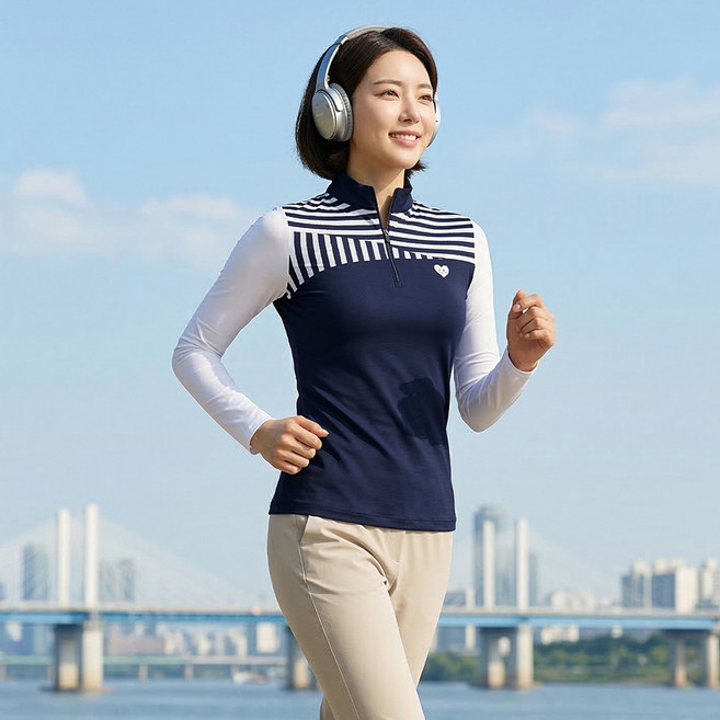 <스타일랑> 여성 골프 집업 티셔츠 / 베스트 냉감 등산 라운딩 파크골프 아웃도어 긴팔 집업 티셔츠