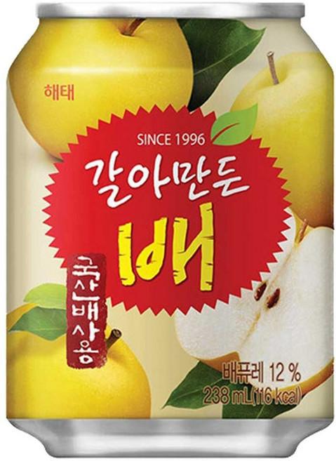 해태음료 갈아만든배 238ml x 24캔 ala+5391sY, 1개, 5.712L