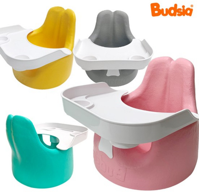 점보 쿠션 아기의자+이유식식판 2종세트, 그레이+화이트