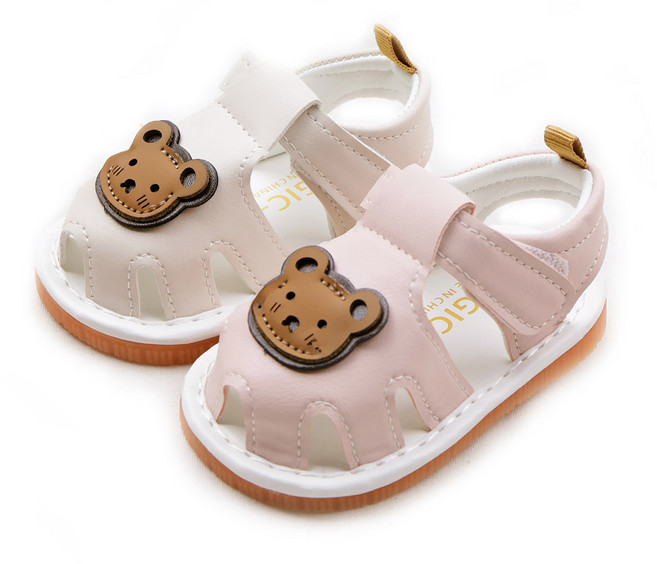 부끄러운 곰돌이 삑삑이 베이비 유아 돌아기 걸음마 샌들 여름신발