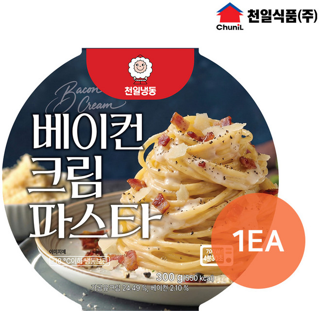 [본사직영] 천일식품 베이컨 크림 파스타, 1개, 300g