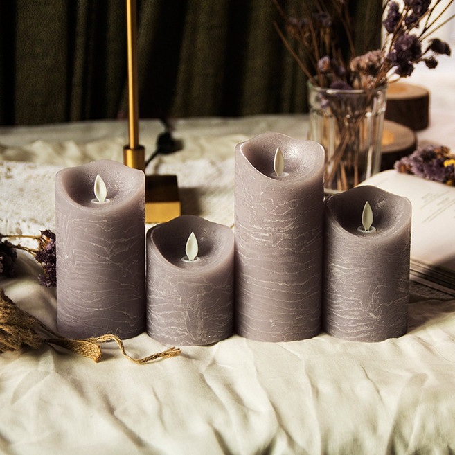 홈띠끄 리얼 LED 캔들 L + 리모콘, 모던그레이