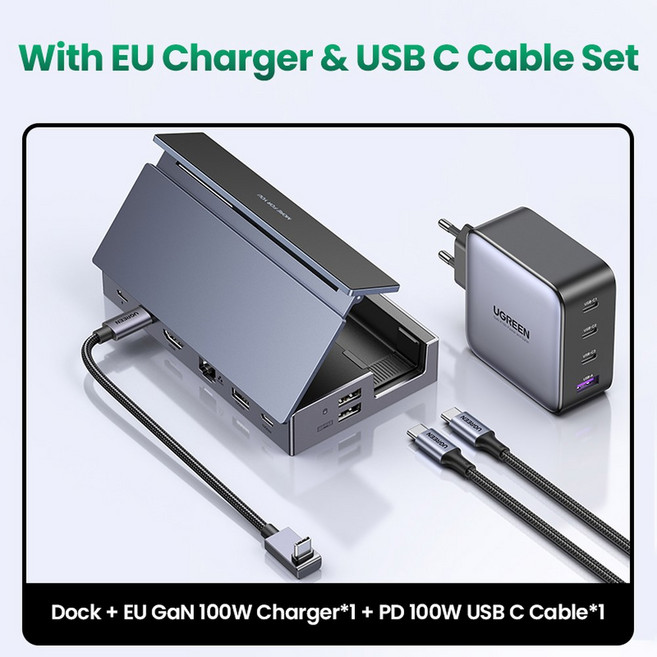 스팀 데크 도크 9 60HZ HD 리전 4K 접이식 1 10GBPS 스테이션 고 X 인 로그 앨리 C USB 도킹 RJ45 스탠드, Dock-100W Charger EU, 1개